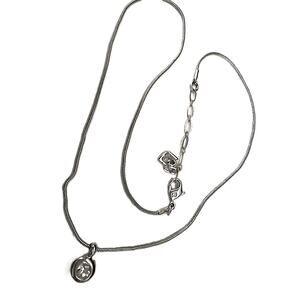 Branded Swarovski Sterling Silver Necklace Round Crystal Pendant Adjustable